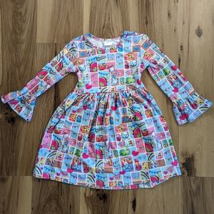 Shopkins Printed Girls Dress Size 5-6 Ruffle Sleeves